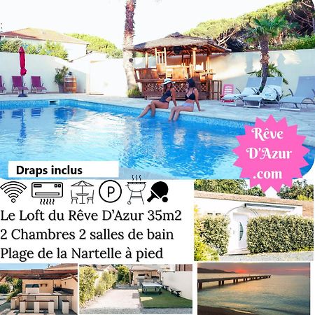 Reve D'Azur En Bord De Mer A La Nartelle Avec Piscine Dans La Residence, Terrasse, Bbq, 2 Chambres 2 Sdb Logement De 35M2 Draps Inclus Sainte-Maxime Exterior photo